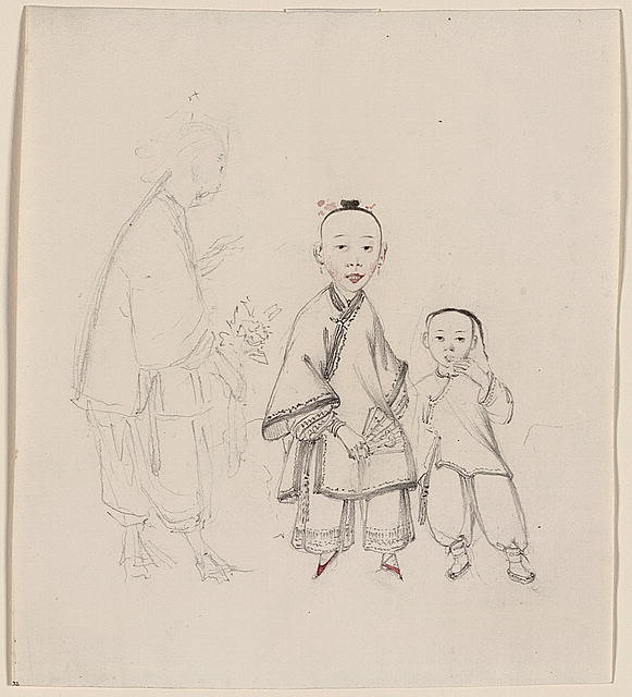 Boy with his elder sister who has bound feet (late 19th century; courtesy of the Library of Congress, LC-DIG-ppmsca-07450).