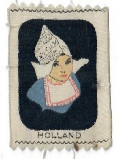 Cigarette silk with a portrait of a Dutch woman in regional dress. The Netherlands, 1920s-1930s.