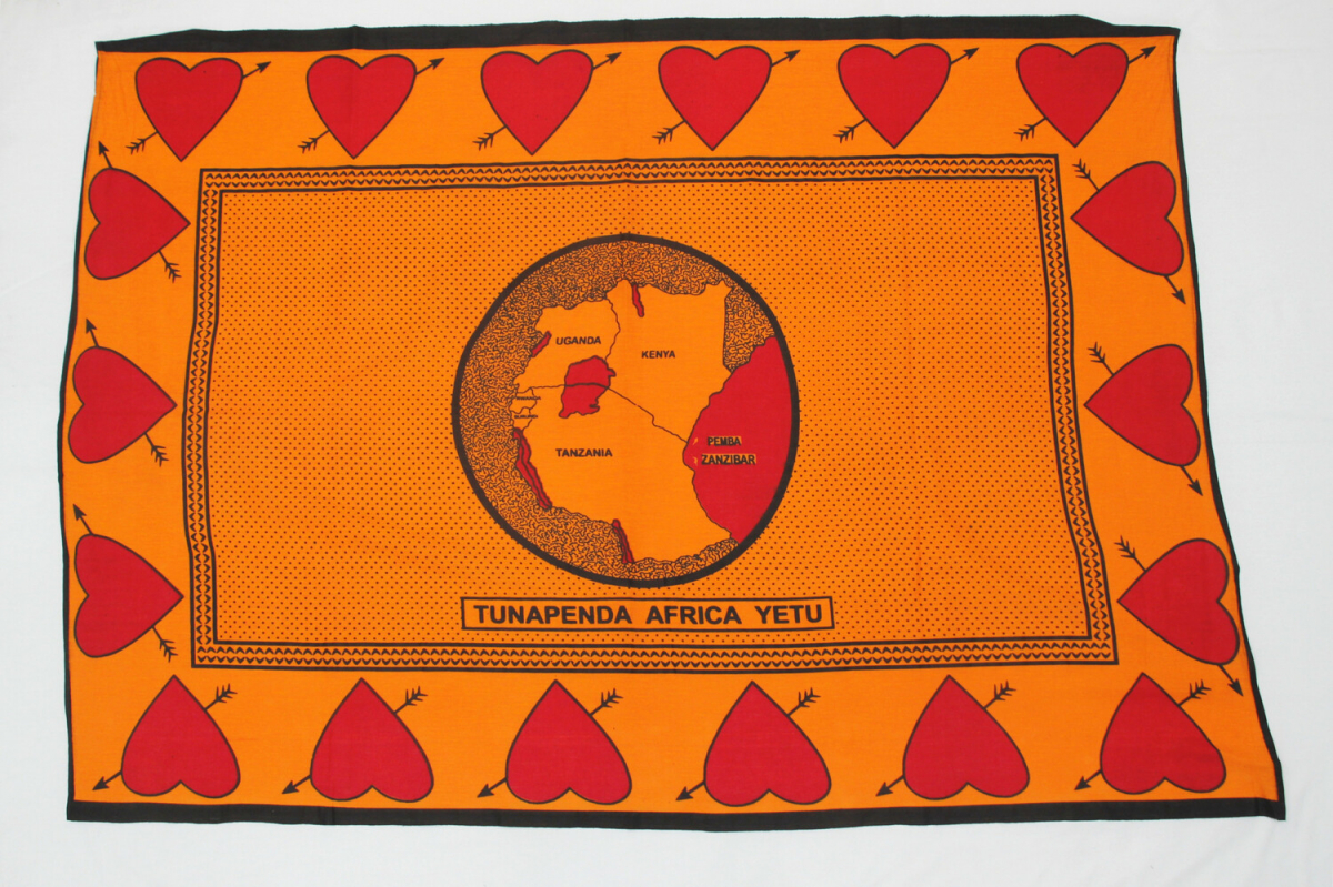 Kanga from Kenya, 2010. The Swahili text states; "We love our Africa."