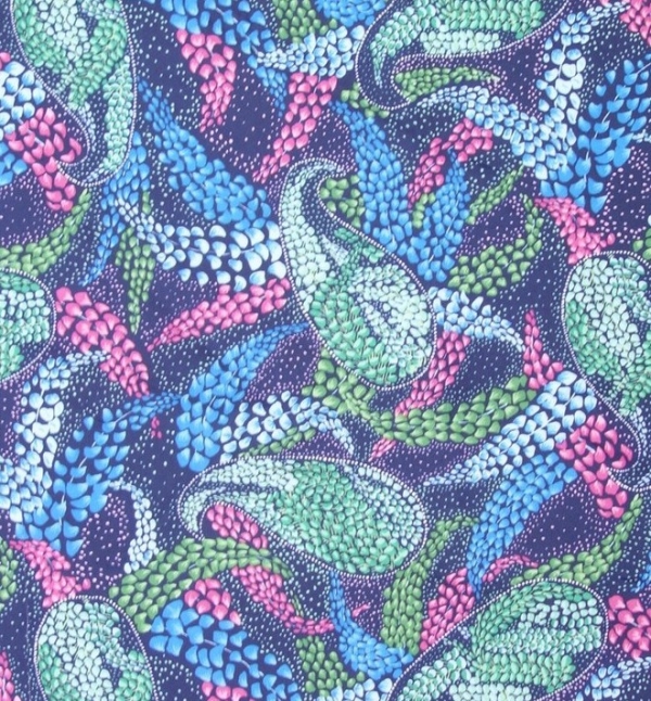 Cloth sample with paisley motifs. European, 1950's.