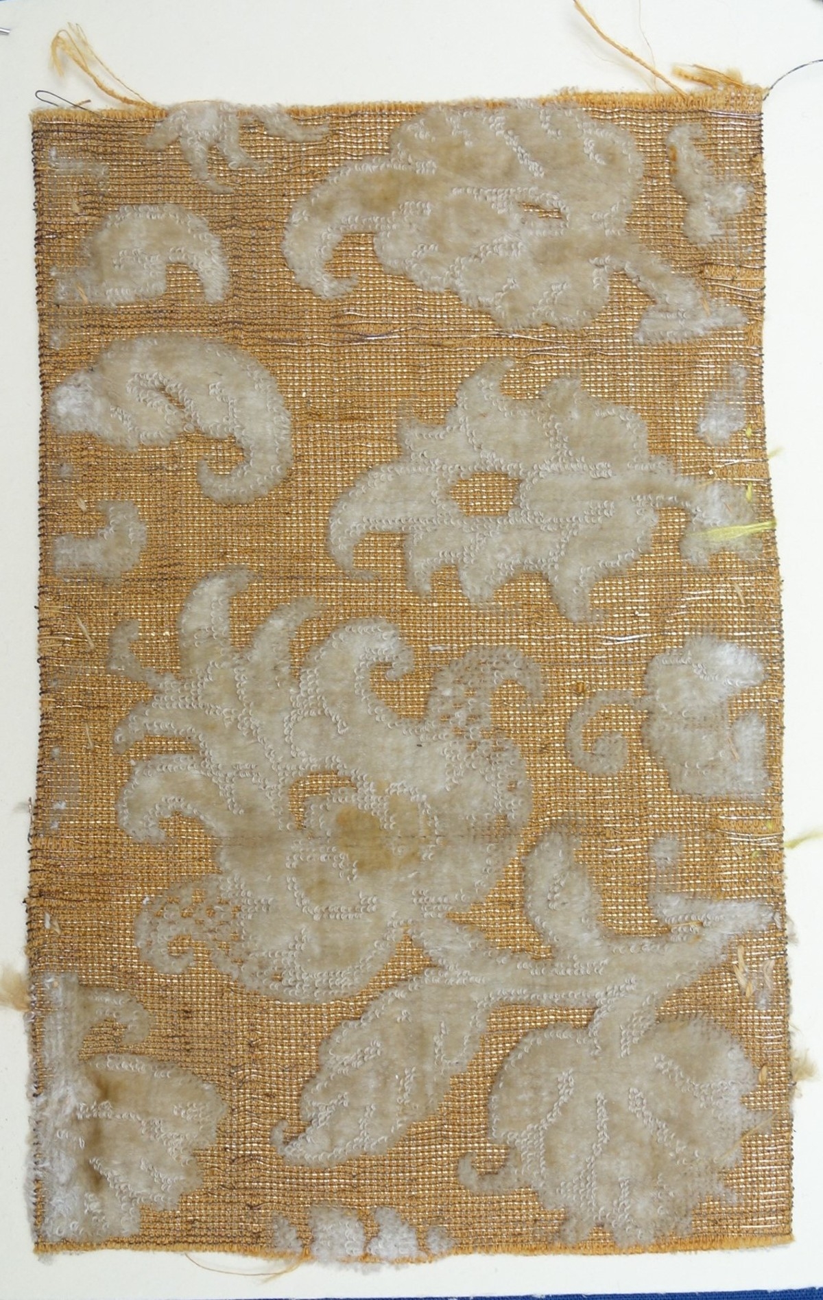 White velvet with metal thread, early 17th century (Europe).