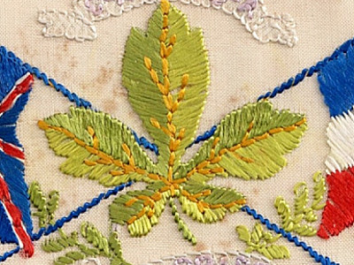 Silk embroidered postcards from the First World War