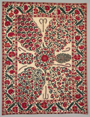 Early 19th century suzani with floral sprays, Uzbekistan.