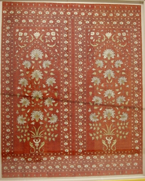 Embroidered tent lining from India, Mughal-style, 18th century.