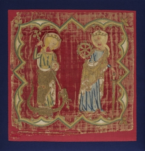 Embroidered panel of a burse, mid-14th century, England.
