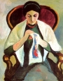 August Macke (1887-1914), 'Stickende Frau auf Balkon'.