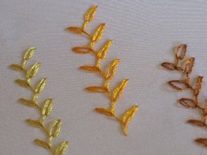 Feathered chain stitch.