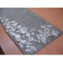 Modern form of nacr&eacute; work. A table runner with embroidery and applied mother-of-pearl shapes.
