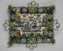 Panel showing King Charles II and Queen Catherine of Braganza with allegories of the four continents. England, after 1662.