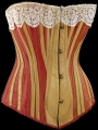 Corset with red sateen, England, c. 1883.