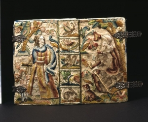 Embroidered Bible cover, England. c. 1650.