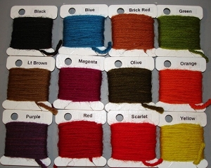 Display of Berlin wool in various colours.