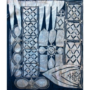 Detail of an embroidered agbada robe from the Yoruba, Nigeria, c. 1940. 