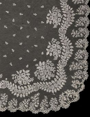 A wedding veil made of Brussels needlepoint lace. Belgium, c. 1820.