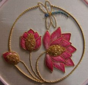 Embroidery with cannetille, by 