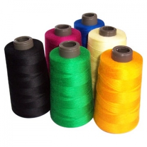 Bobbins with rayon thread.