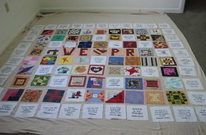 Modern American friendship quilt.