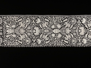 Needle lace border with a picot edging, Venice, mid-17th century.