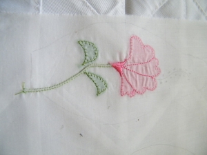 Piece of point crois&eacute; embroidery, showing the two parallel lines.