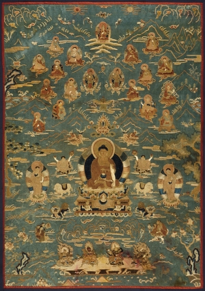 Shakyamuni Buddha and the 18 Arhats. Tibet, 19th century.
