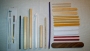 Assortment of netting gauges or mesh sticks (left).