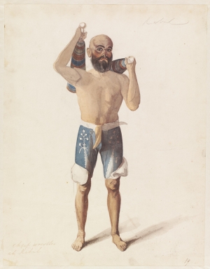 Water colour of a wrestler from Kabul, c. 1836.