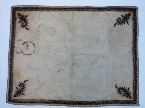 Quilted bathhouse cloth with Kerman embroidery, late 19th century.