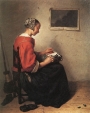 The Lacemaker, by Caspar (Gaspar) Netscher (1639-1684), dated 1662.