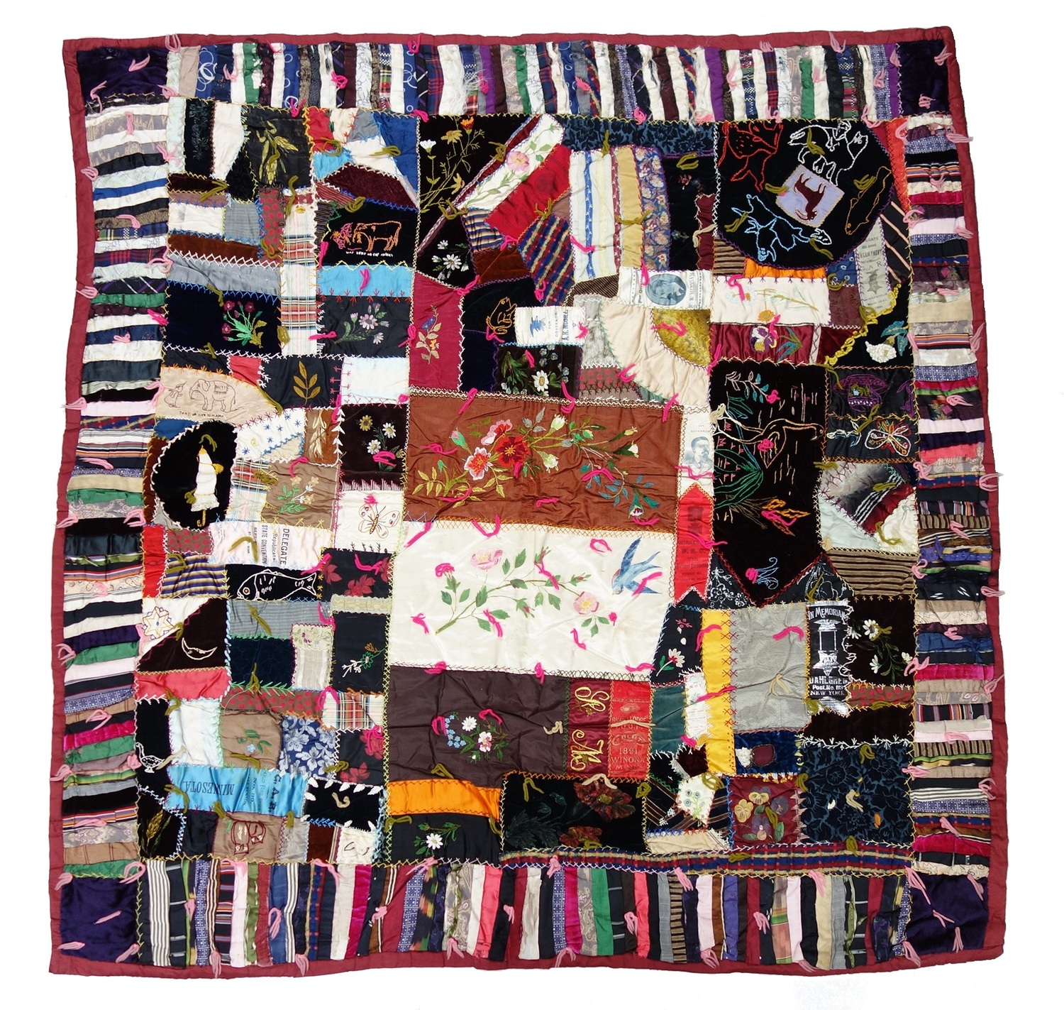 American crazy quilt, late 19th century (TRC 2019.2925).