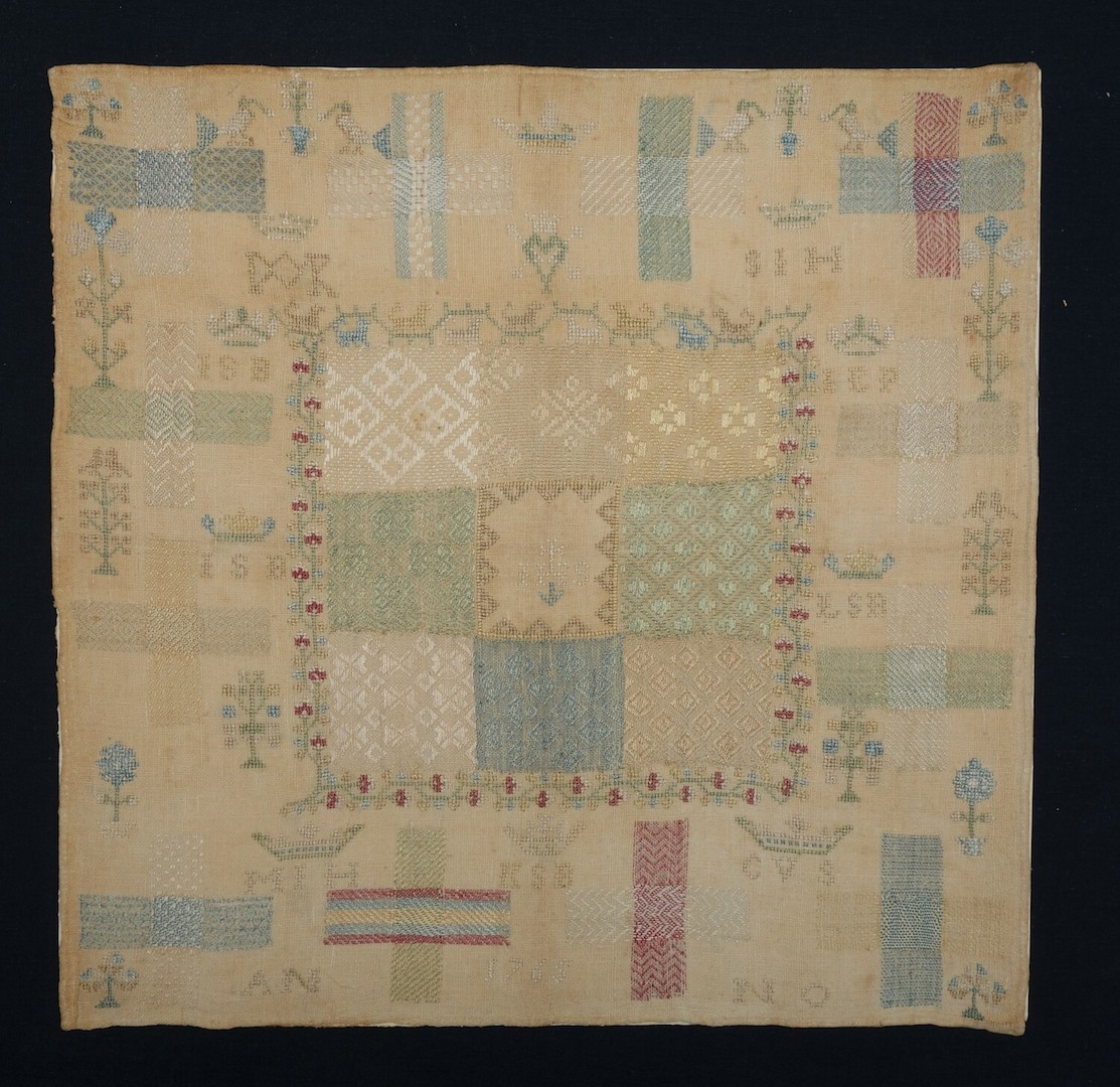 Sampler dated 1765, Leiden?, worked in a Roman Catholic context (TRC 2020.3687).