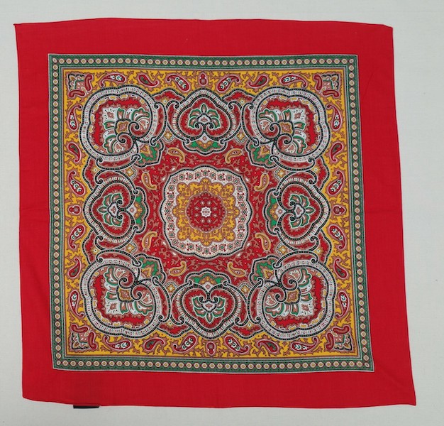 Modern scarf from the island of Kihnu in Estonia, with paisley motifs. Donated to the TRC in early February 2021 (TRC 2021.0408d).