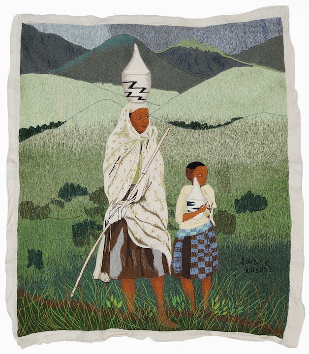 Embroidered panel, Savane Kabuye group, Rwanda, c. 2018 (TRC 2021.2052).