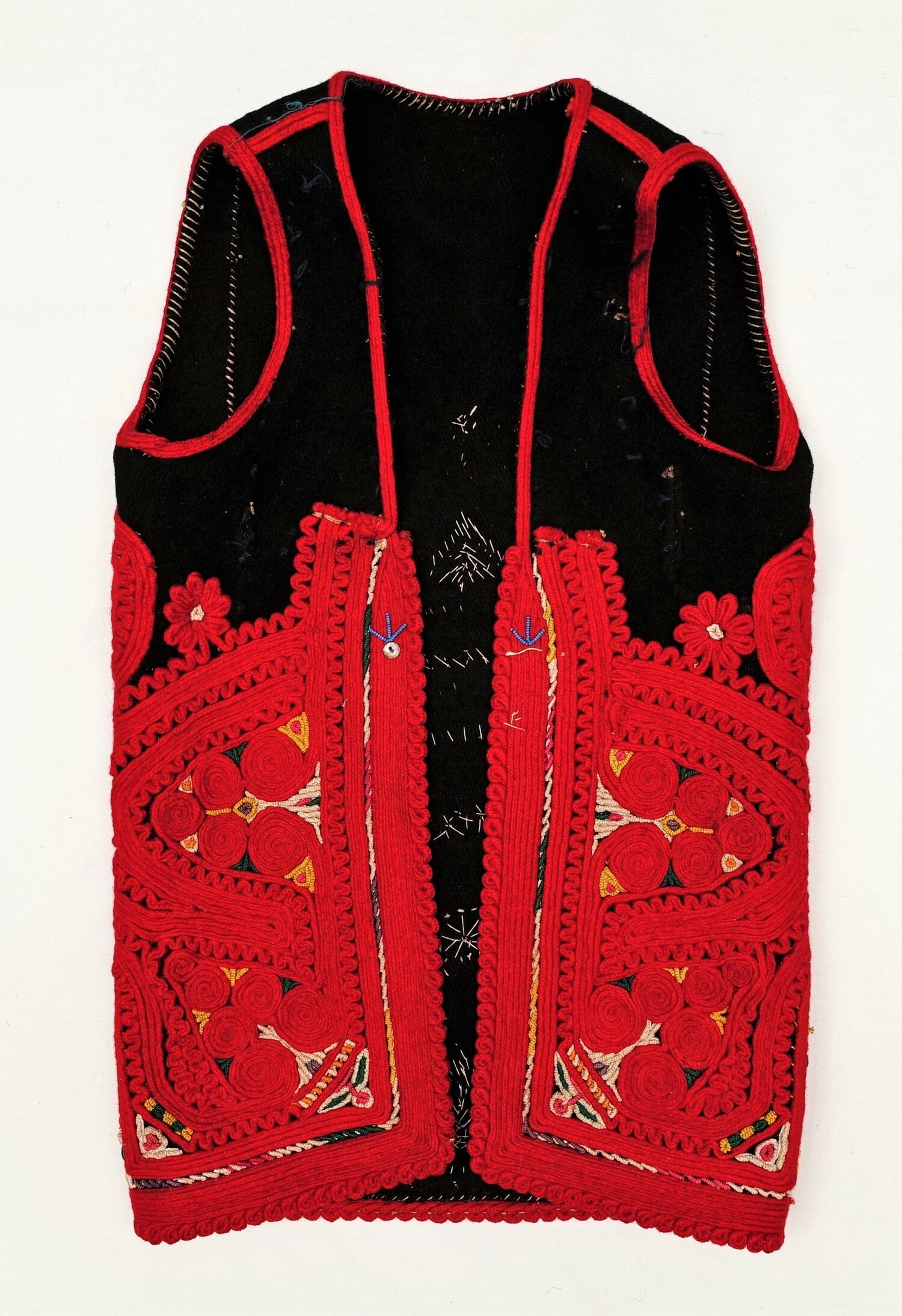 Hand embroidered woman's waistcoat from Albania, 20th century (TRC 2022.0943a).