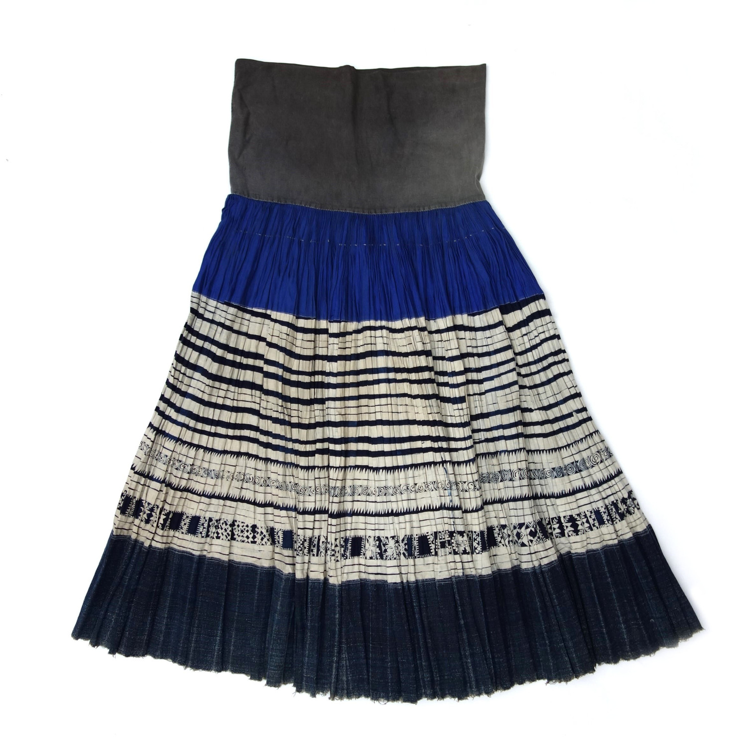 Fig. 2. Pleated, cotton and silk skirt with batik-dyed decoration. Guizhou, Ertang Miao, China, 20th century (TRC 2024.2742).