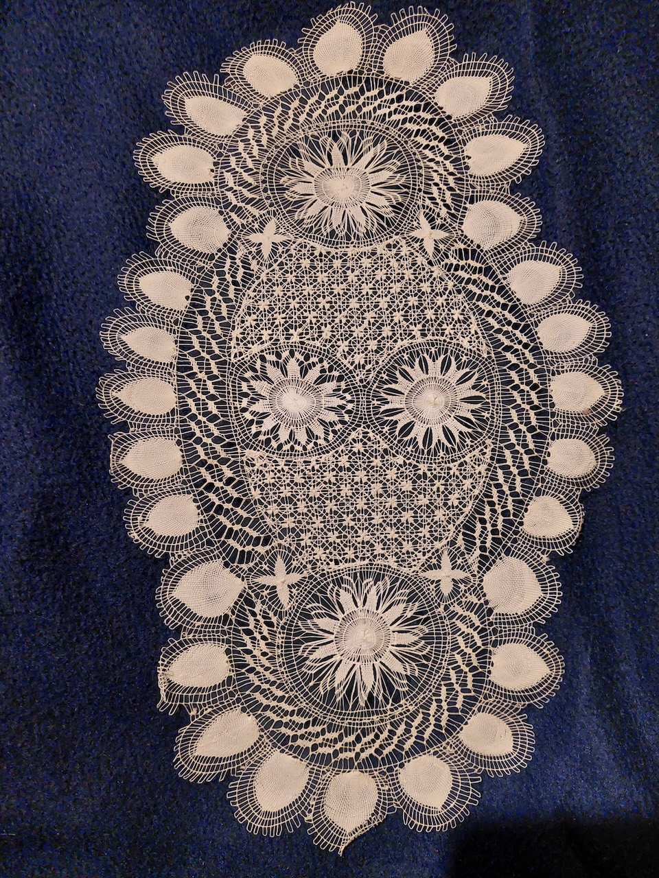 A new TRC donation: white cotton nanduti lace dolly, c. 2010, Paraguay (TRC 2026.0646).