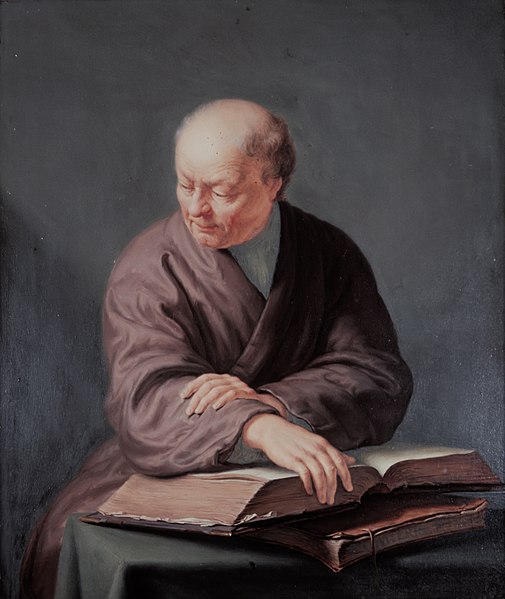 The Leiden painter, Willem van Mieris, 1662-1747, portrayed by his son, Frans van Mieris. Private collection.