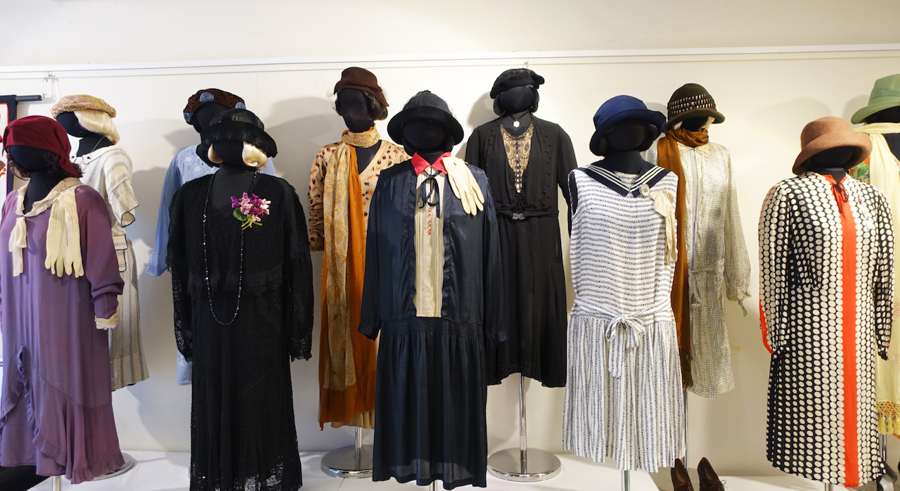 Display at the TRC exhibition: The 1920s from Head to Toe: Fashion from 100 Years ago.