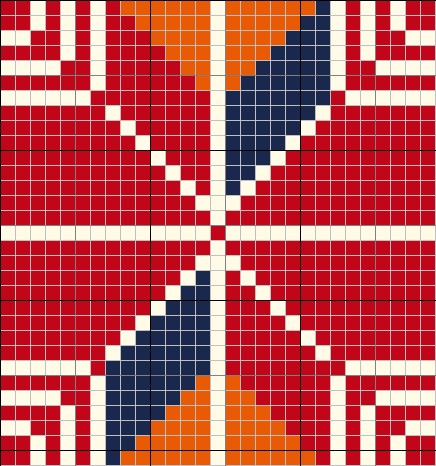 A version of the ‘tile of Hebron’ motif, which has elements of the feather branch motif.