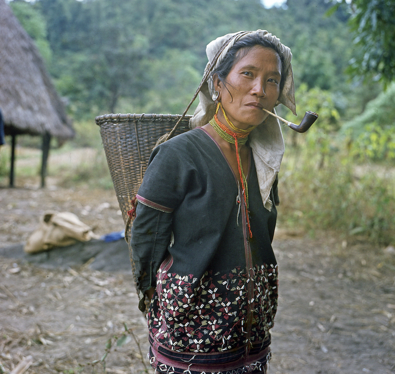 A Karen women in northern Thailand, along the border with Myanmar/Burma. Photograph by Dries Touw, 1965.