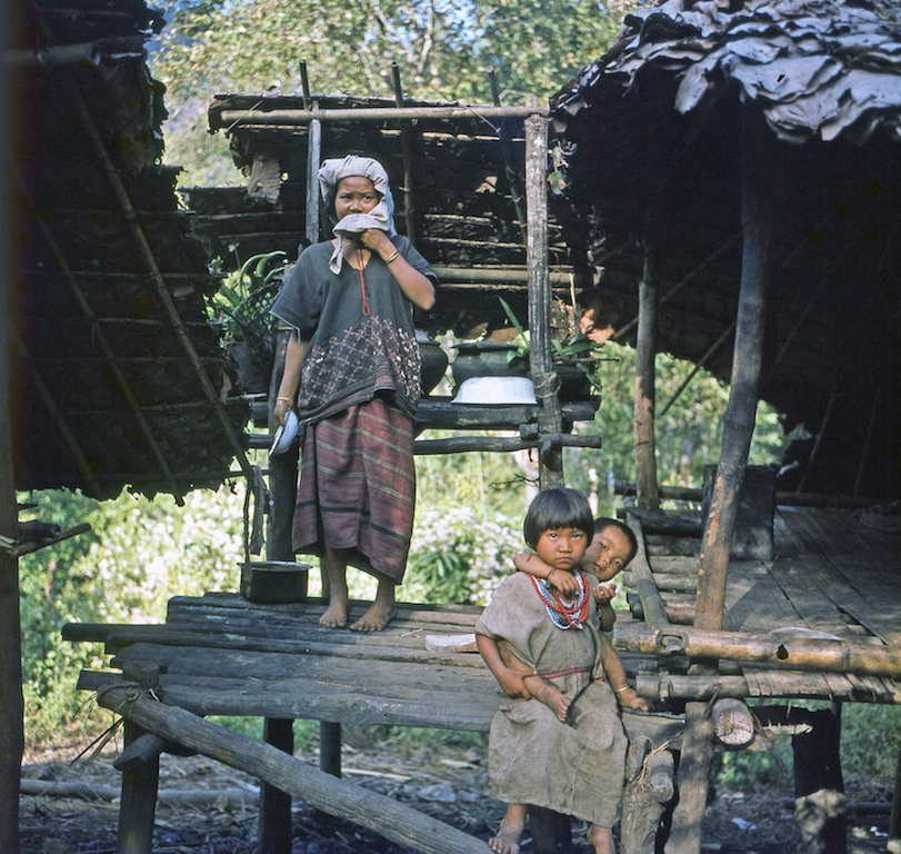 Karen woman and children, northern Thailand along Myanmar/Burma border, 1965. Photograph by Dries Touw, 1965.