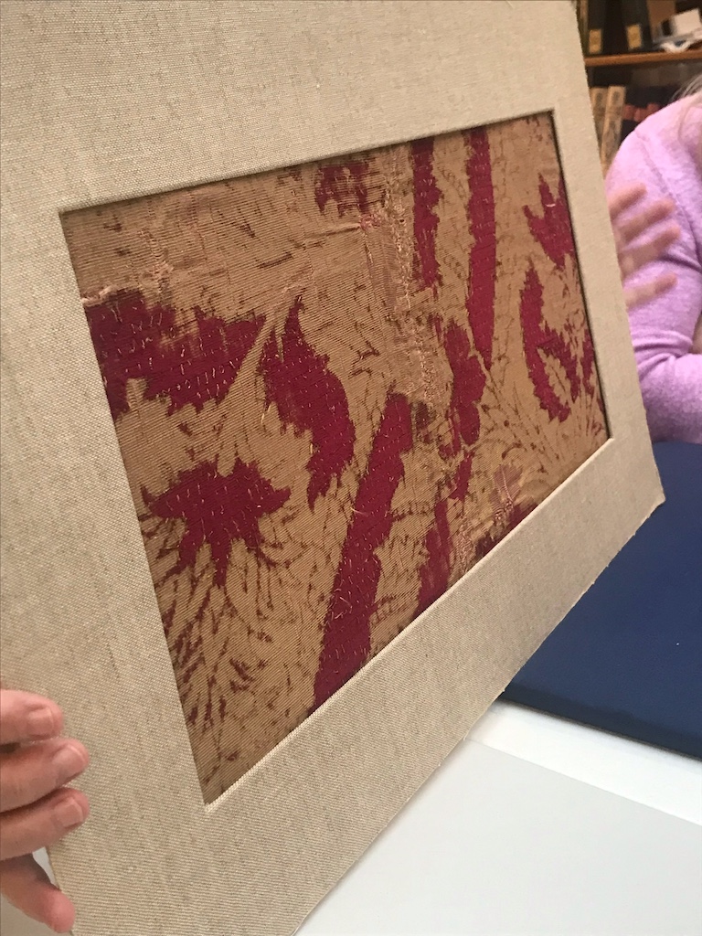 A 15th century Italian velvet with metal thread loops (TRC 2011.0361).