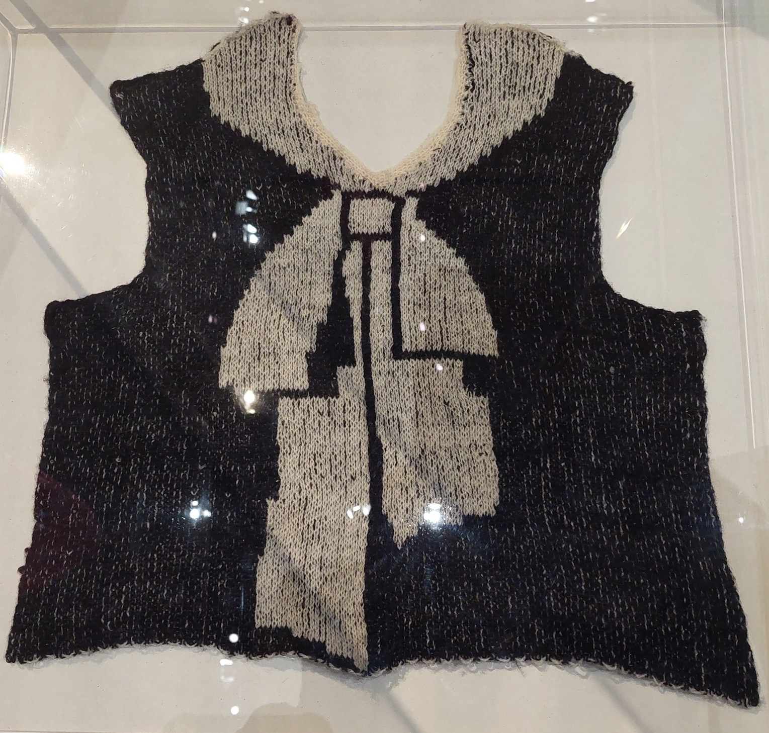 Schiaparelli’s famous 1927 sweater, now on display in the Mode Museum, Paris.