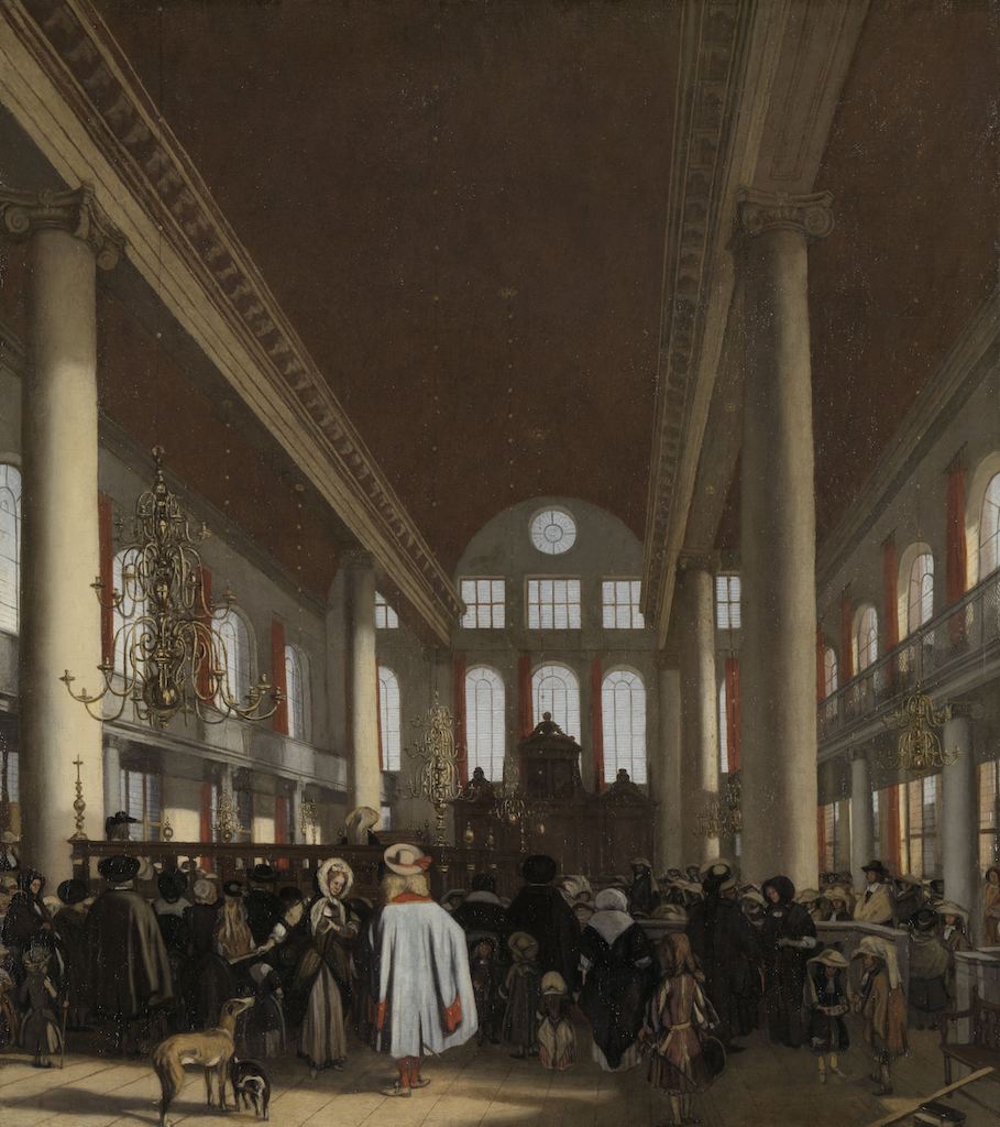 Painting by Emanuel de Witte, c. 1680, of the interior of the Portuguese Synagogue, Amsterdam (Courtesy Rijksmuseum Amsterdam, SK-A-3738).