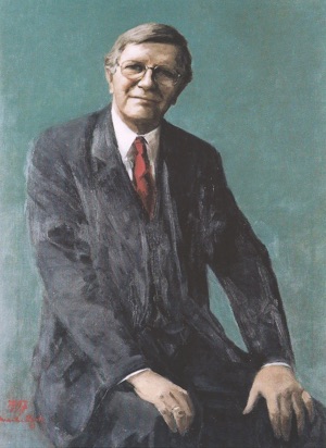 Portrait of Prof. Lammert Leertouwer, Professor of Theology, Rector Magnificus from 1991-1997, Leiden University. Painting by Marike Bok (1979).