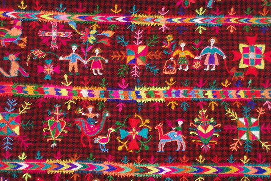 Detail of charuga embroidery, worked by Suzan Sukari.
