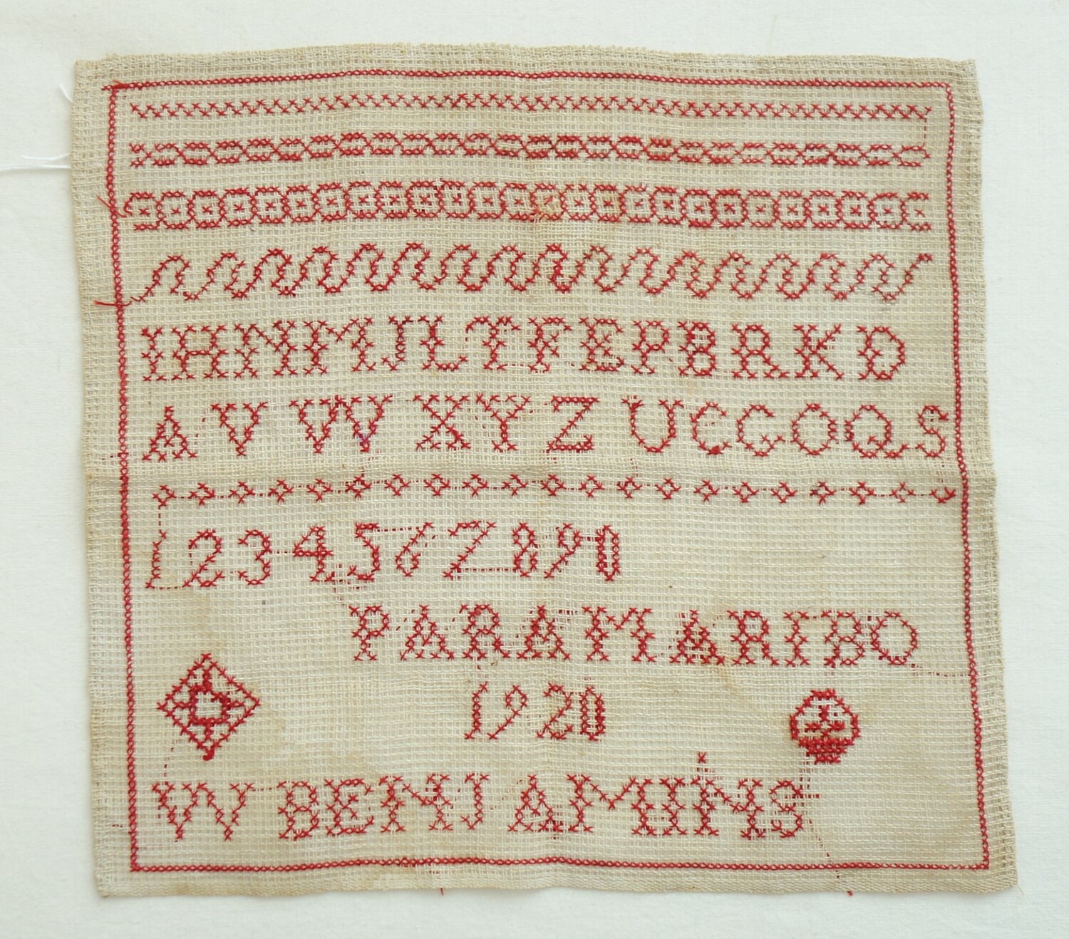 Sampler from Paramaribo, Suriname, 1920 (TRC 2020.1585).