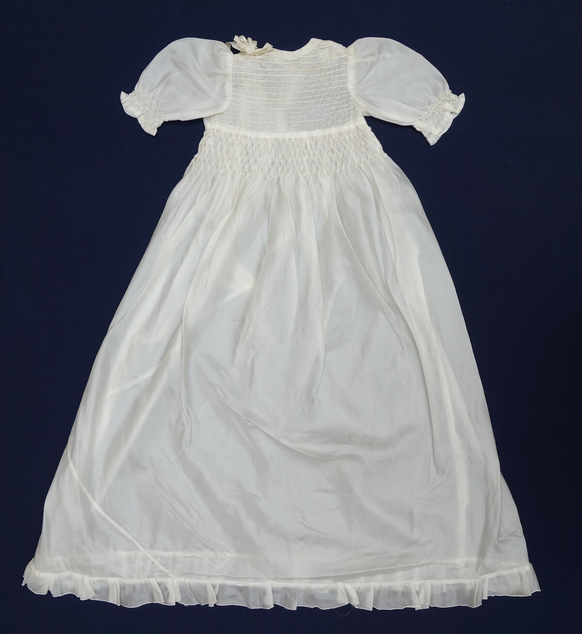 Christening gown made from parachute silk (nylon), for a Dutch baby born on D-Day, 6 June 1944 (TRC 2010.0070a).
