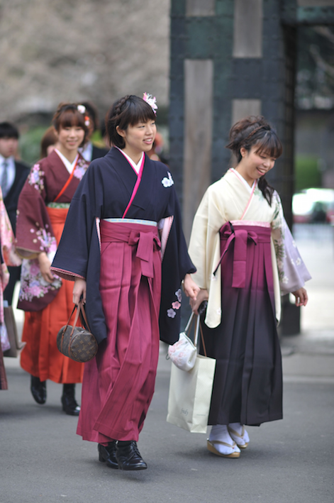 Female graduates wearing hakama, Japan