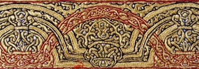 Detail of a dagger belt from the Neksha Harazi group, Al Hajjarah, Yemen. TRC 2012.0392.