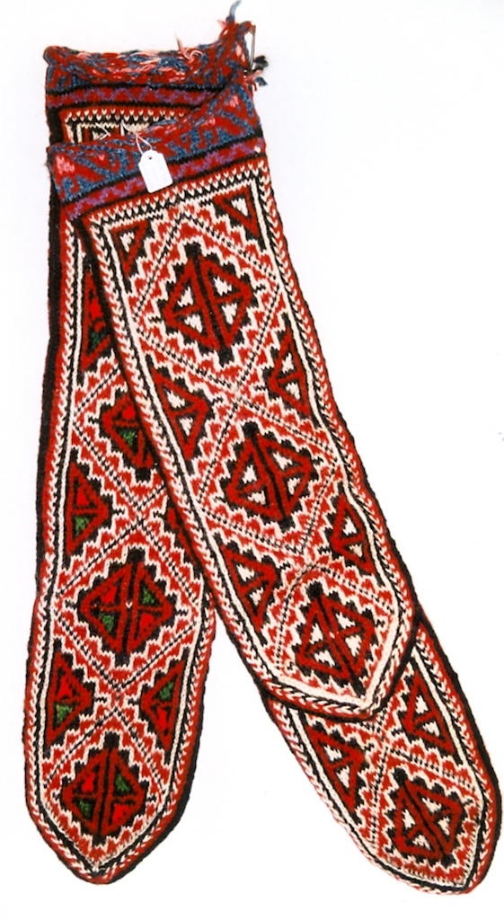Hand knitted socks from the Shahsavan in northwestern Iran. Late 20th century (TRC 1998.0260a-b).
